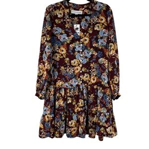 Emma & Michele Burgundy Floral Dress